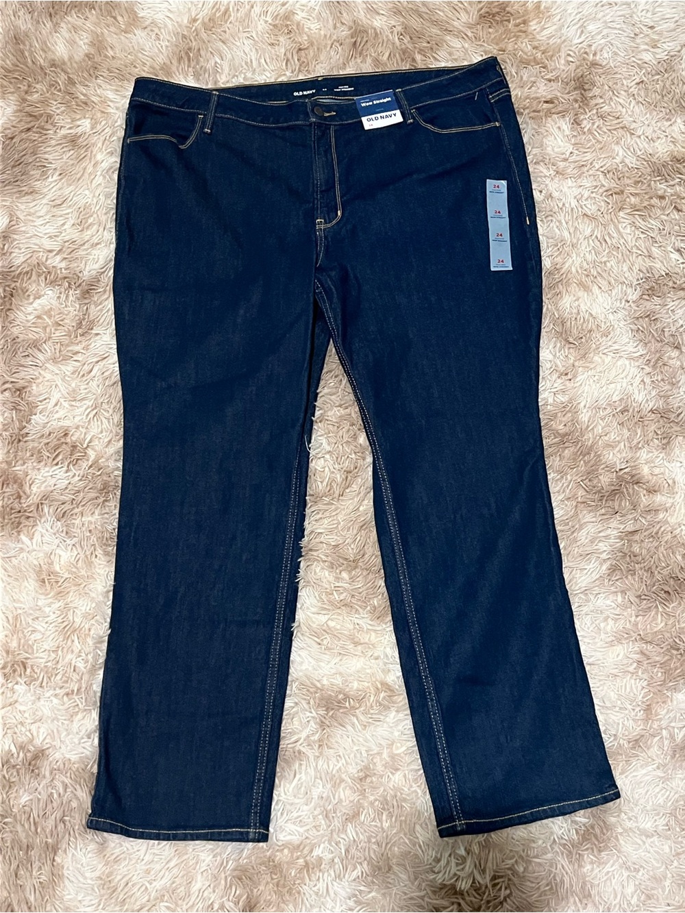 Old Navy Women's Dark Blue High Rise Straight-Leg Jeans. Size 24. New w/Tags